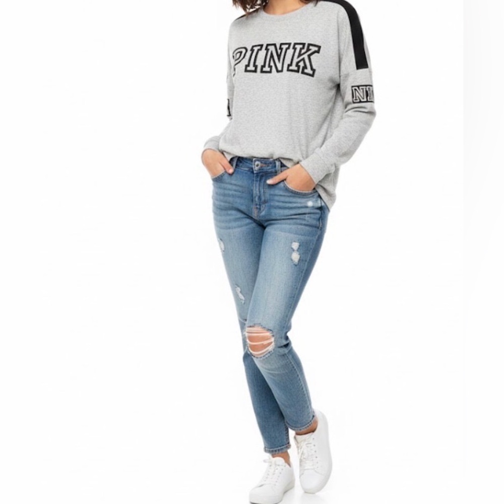 PINK Victoria's Secret Long Sleeve Shirt in Gray and Black
